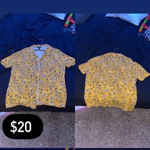 all yellow bandana print button down shirt